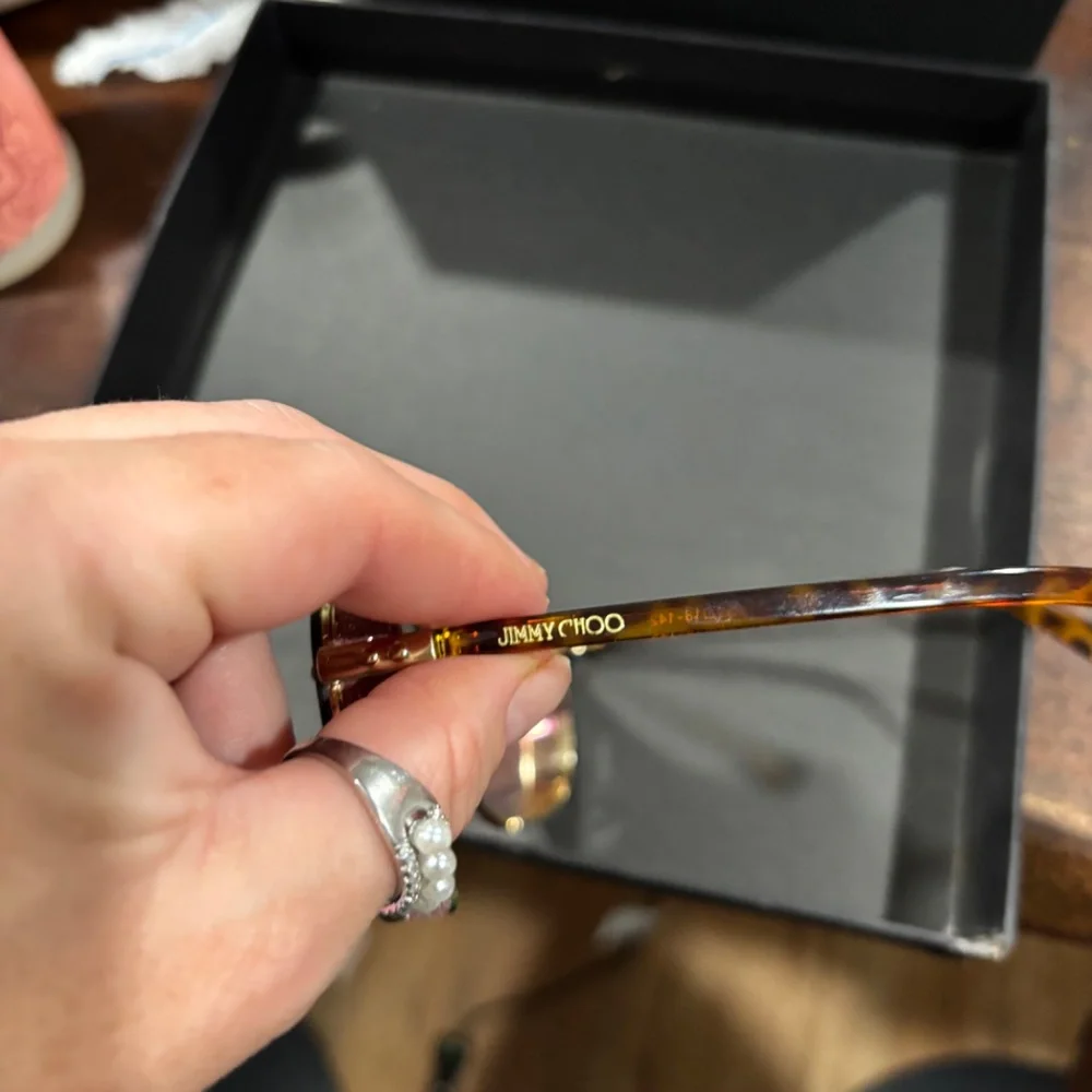 Jimmy Choo Gradient Purple Aviator Sunglasses with Gold Accents - Picture 6 of 8